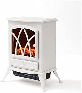 Warmlite WL46018W Stirling Portable Electric Fire Stove Heater with Realistic LED Flame Effect, Adjustable Thermostat, Overheat Protection, 2000W, White