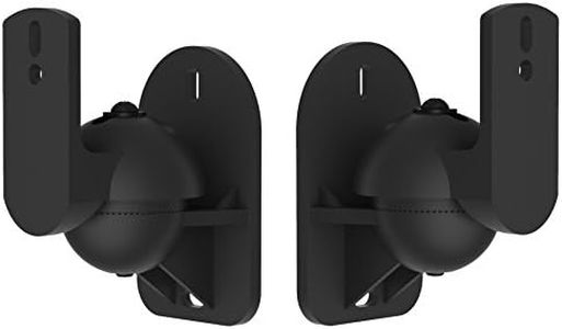 VonHaus Universal Speaker Wall Mounts, Surround Sound System Brackets, Easy Install Adjustable Swivel & Tilt Mounts, Black Satellite Speaker Bracket Set of 2 with 3.5kg Capacity, Includes Screws