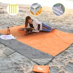 COVACURE Beach Blanket Beach Mat with 3 Zipper Pockets, Extra Large 210 x 200cm Water Resistant Sand Proof Picnic Blanket for Beach, Camping, Hiking, Picnic (Orange)