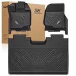 3W Floor Mats Fit for 2015-2025 2026 Ford F150/22-26 F-150 Lightning SuperCrew Cab w/o Storage TPE All Weather Custom Fit Pickup Car Accessories 1st 2nd Row Full Set Non-Slip Liners Cut to Fit Storage