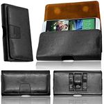 Galaxy S6 edge Designer Leather Holster By Gorilla Tech® Hand Made Luxury Case Securely Attaching To Your Belt with Two Loops And One Clip, Strong Twin Magnet Flip Safe Secure And Stylish Real Stitching And Soft Microfiber Interior Belp Pouch Cover - Colour Black