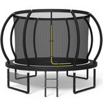 Devoko Outdoor Trampoline 7.5ft/10ft/12ft/14ft GS Certified Garden Trampoline With Safety Net,Non-Slip Ladder& Shoe Organiser,Available For Toddlers And Adults,Up to 150kg