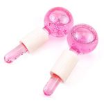 THE ISMA Ice Globes for Face, Neck, 2 PCS Cooling Globes Set, Cold Glass Ice Roller Ball, Massage Balls for Tighten Skin, Reduce Puffiness and Dark Circles, Enhance Circulation Pink Color (Large)