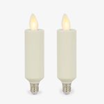 Luminara Set of 2 Pearl Ivory Flameless Candle E12 Taper Bulbs Flat Top - 1" x 4" for Chandeliers, Wall Sconces and Lighting Fixtures