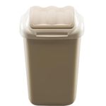 Home Centre Flip Top Plastic Waste Bin 15 Litre Cappuccino Kitchen Office School Work Recycling Disposable Trash Dispenser Household Recyclable Rubbish Bin Easy Cleaning