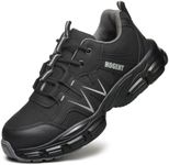 Steel Toe Shoes for Men Women, Black-Gray Work Shoes, Women 7.5 / Men 6
