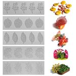 RUNQIN 5pcs Leaves Shape Silicone Candy Moulds, Fondant Cake Decorating Craft Mould Tools, DIY Decor Baking Cookies Jelly Mold, Food Grade 3D Lace Leaf Molds for Sugar Paste,Chocolate,Butter,Soap