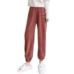 Ukal Womens Winter Plush Fluffy Lounge Pajama Sleepwear Bottoms Free Size (Waist 28-34) (Red)