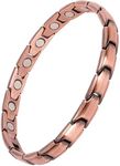 Feraco Copper Bracelet for Women Hand Forged 99.99% Solid Copper Magnetic Bracelets with Pro Neodymium Magnets, 22 cm x 0.7 cm, Metal, no gemstone