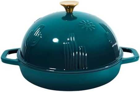 Flavehc Bread Oven Cast Iron Bread Dutch Oven with Cloche Lid for Bread Baking Darkcyan Enameled Cast Iron Bread Oven with Dome Lid for Sourdough 5 qt