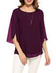 PLADO Womens Regular Fit Top(72-Purple Georgette-M_Wine_M)