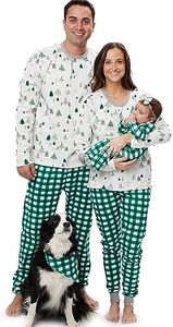 HonestBaby Family Matching Holiday Pajamas Organic Cotton for Men, Women, Kids, Toddlers, Baby Boys, Girls, Unisex Pets , Emerald Painted Buffalo, 5T