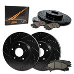 Max Advanced Brakes Elite XDS Front + Rear Cross-Drill & Slots Rotors with Ceramic Brake Pads KT044683-6