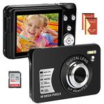 Digital Camera, 48MP 2.7K Compact Camera for kids with 16X Digital Zoom Anti-shake 2.7-inch Screen Vlogging Camera with SD Card & 2 Batteries for Students, Teenagers, Girls, Boys, Beginners Gift