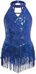 Girls Sequin Bodysuit Fringe Halter