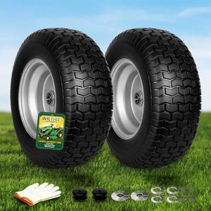16x6.50-8 Lawn Mower Tire & Wheel 2 Pack, 4 Ply 440 lbs, Replacement Riding Mower Front Tire, Anti-Dry Rot, 3/4" & 5/8" Bearings, Turf-Safe