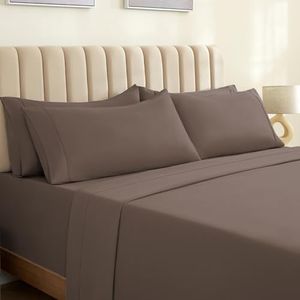 LuxClub 4 PC Sheet Set Bed Sheets Deep Pockets 18" Eco Friendly Wrinkle Free Sheets Machine Washable Hotel Bedding Silky Soft - Tree Bark Twin XL