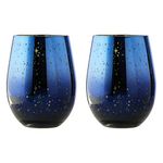 ARTLAND - Galaxy DOF Tumblers - Tumbler Drinking Set - Handmade Glassware - Galaxy Blue and Gold - Set of 2