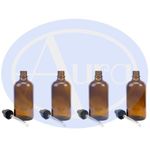 PACK of 4 - 100ml AMBER GLASS Bottles with GLASS Pipettes. Essential Oil / Aromatherapy Use