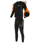 Men’s Thermal Underwear Set, Sport Long Johns Base Layer for Male, Winter Gear Compression Suits for Skiing Running Black