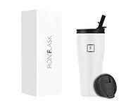 IRON °FLASK Rover Tumbler 2.0-2 Lids Vacuum Insulated Stainless Steel Bottle, Double Walled, Drinking Cup - Thermos Travel Mug - Winter White, 32 Oz