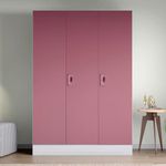 Interio by Godrej Almirah Slimline 3-Door Steel Almirah, Cupboard for Clothes (Royal Ivory and Dusty Rose), 1-Year Warranty, 7 Shelves, 1 Locker