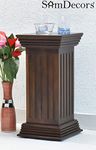 SamDecors Solid Sheesham Wood (Rosewood) Multipurpose Pedestal Stand/Pillar/End Table/Vase Lamp Trophy Souvenir Stand/Side Table (Lacquer Finish, Dark Walnut)