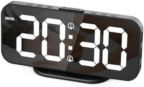 HOMVILLA Despertador Digital Pantalla LED Espejo Clara Grande Alimentación por Cable USB Eléctrico, Reloj Despertador Digital Brillo Regulable con Snooze, 2 Puertos de Carga USB, Incluye Adaptador