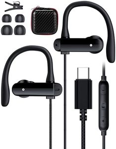 USB C Headphones Over Ear Hooks for iPhone 15 Pro Max Plus Wrap Around Ear Buds with Mic Type C Earphones C Plug Headset Running Sport Wired Earbuds for Samsung Z Flip 6 Fold 6 S23 S22 Pixel 9 Pro 7 A
