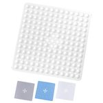 Yorkshire Bedding Square Shower Mat Non Slip - 53x53cm Soft Rubber Bathroom Mats with 164 Strong Suction Cups Grip and Drain Holes - PVC Bath Tub Mat Machine Washable (White)