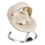 HARPPA Electric Baby Swing for Infants, Portable Baby Swing for Newborn, Infant Swings for Babies (Khaki)