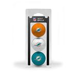 Team Golf NFL Miami Dolphins 3 Golf Ball Pack Regulation Size Golf Balls, 3 Pack, Full Color Durable Team Imprint