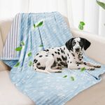 Deamoser Dog Cooling Blanket Lightweight Self Cooling Blanket Bed Cover for Small Medium Dogs Washable Dog Cat Summer Blanket &Ice Silk Cooling Pet Blanket for Crate&Kennel Sofa Blue M