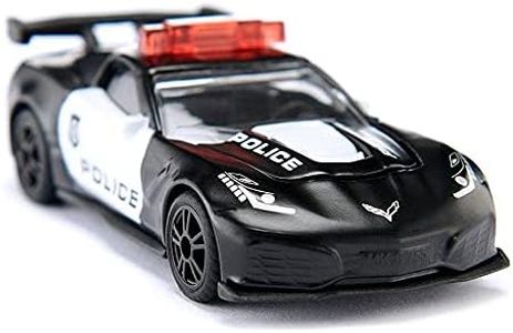 siku 1545, Chevrolet Corvette ZR1 Police, métal/plastique, noir/blanc, Capot ouvrant, au Design de la Police Américaine