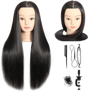 Mannequin Head 30% Real Hair 22"-24" Training Head Cosmetology Manikin Doll Head Practice Head for Hairdresser With Free Table Clamp