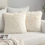 MIULEE Faux Fur Cushion Covers Fluffy Throw Pillow Case Soft Decorative Square Cute Pillow Plush Case for Livingroom Sofa Bedroom 18 x 18 Inch 45x45cm Cream White Pack of 2