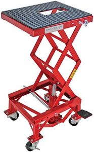 Extreme Max 5001.5083 Ultra-Stabile Hydraulic Motorcycle Lift Table with Foot Pad Lift Function - Raises Bikes from 13.25" to 34", 300 lbs. Weight Capacity, Red