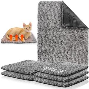 Drydiet 6 Pack Self Warming Cat Pads 18 x 24 Inch Self Heating Dog Cat Mats Extra Warm Thermal Pet Bed Washable Pet Crate Bed Mat Blanket Removable Cover Non Slip for Indoor Outdoor Pets (Grey)