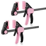 WORKPRO 150mm Pink Clamps for Woodwork, Ratchet Bar Clamp Set, 80mm Spreader, Quick Release & One-Handed Clamp, Ideal for Woodworking and DIY Projects, 2-Pack