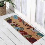 HOKIPO Natural Coconut Coir Rectangular Big Mat With Pvc Backing, Multicolor, Large 40X120Cm (Leaf-In303)