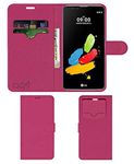 ACM Leather Window Flip Wallet Front & Back Case Compatible with Lg Stylus 2 Mobile Cover Pink