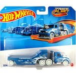 Hot Wheels Track Fleet, 1:64 Semi Rodger Dodger Die-Cast Toy Vehicle, Combined Cab & Trailer That Works on Tracks 3 Years & Above