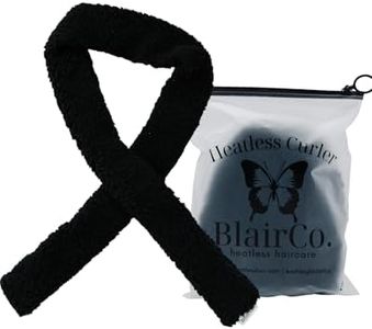 BlairCo. Black Heatless Styling Hair Curler: No Heat Curling Rod Headband for Overnight Curls. Soft Hair Curlers to Sleep in for Medium to Long Hair