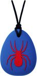 Munchables Spider Sensory Chew Necklace for Kids - Chewy Fidget Stim Toy Jewelry for Boys and Girls (Navy/Red)