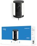 Ring Spotlight Cam, Plug-In (newest model), Home or business security, Wide-Angle Retinal 2K Video, 6x Enhanced Zoom, Motion-Activated Spotlights, Black