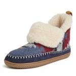 Dearfoams Alpine Women's Moritz Indoor/Outdoor Bootie Slipper, Navy Multi, Large