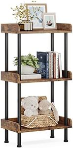 Hosfais Bookshelf Small Book Shelf: 3-Tier Wood Bookcase Industrial Bookshelf Metal Standing Book Shelves Display Book Rack for Living Room Bedroom Home Office (Rustic Brown)