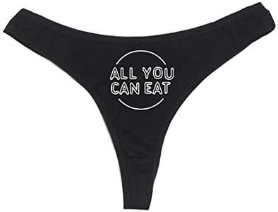 Dirty Girl Undies All You Can Eat Women's High Rise Sexy Thong, Dirty Undies! - Black - Medium