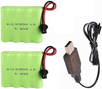 4.8V 1800mAh NiCD Battery Pack Rechargeable AA Battery with SM Plug for RC Car RC Truck Tank 2 Pack with USB Charger