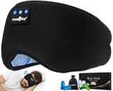 MUSICOZY Sleep Headphones Bluetooth 5.4 Headband Sleeping Headphones Eye Mask for Women Men Unisex, Wireless Music Mask Built-in Speakers Microphone Adjustable Strap for Side Sleepers Travel Office